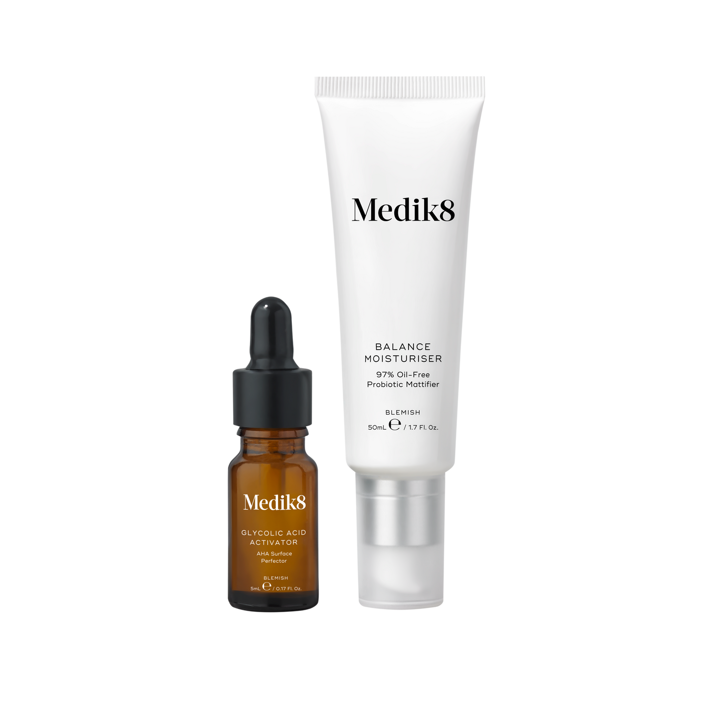 Medik8 Balance Moisturiser & Glycolic Acid Activator - 50ml/10ml.