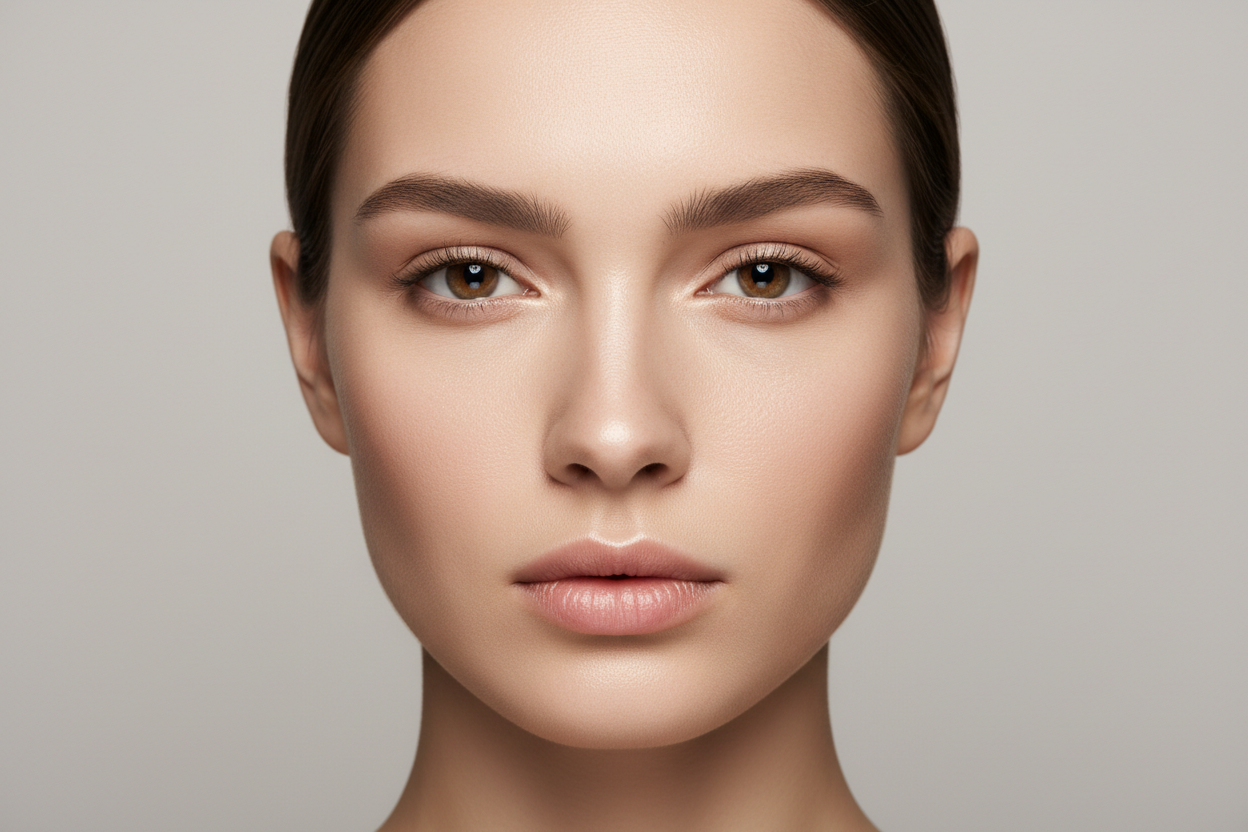full face of perfect bone structure with nothing in the background